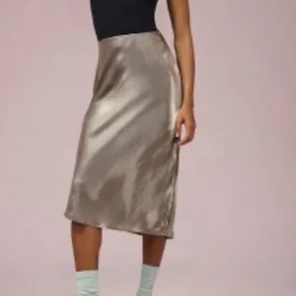 NWOT Anthropologie Elyse Slip Skirt in Khaki Size XS.